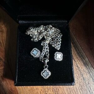 Minimalist 925 Silver Moissanite Necklace and Earring Set